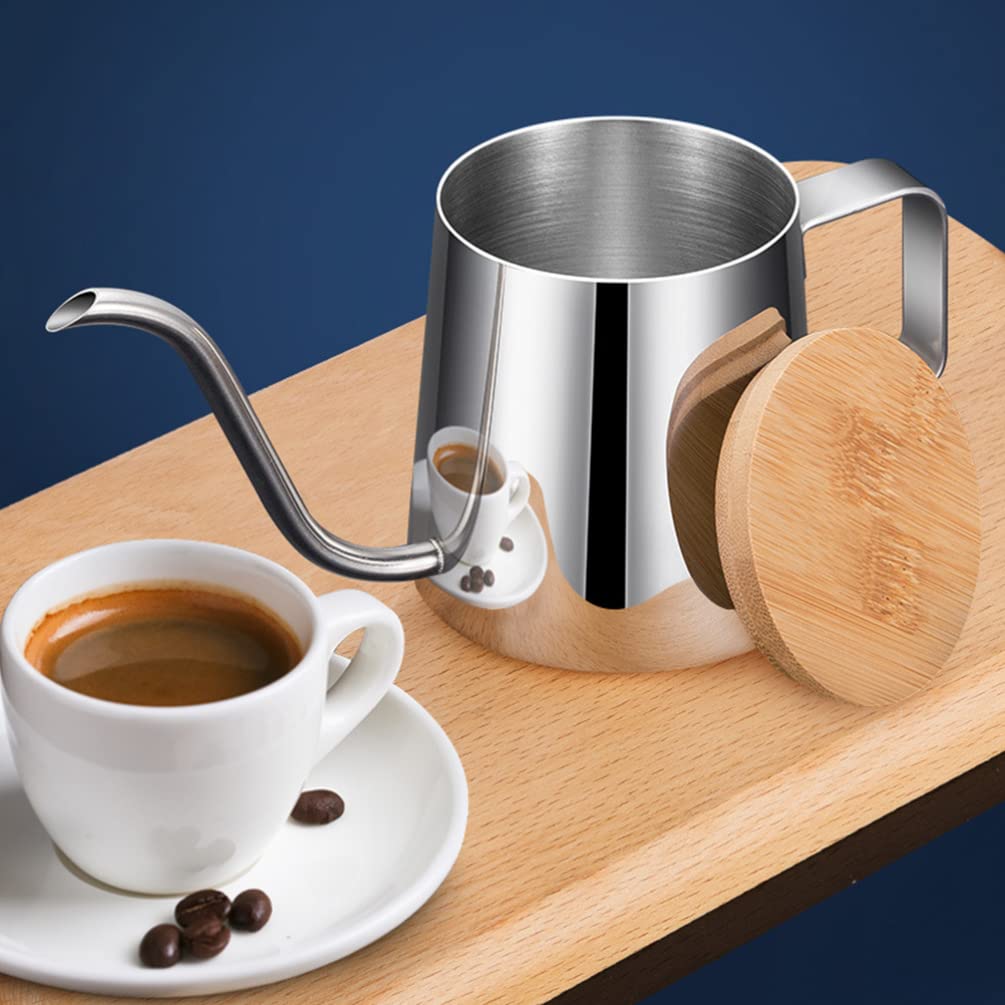 Veemoon Gooseneck Coffee Kettle - Stainless Steel Pour Over Kettle with Narrow Spout for Precise Pouring, Perfect for Espresso, Drip Coffee & Tea Brewing - Wooden Handle & Hanging Ears for Easy Storage - Ideal for Home Baristas & Coffee Enthusiasts