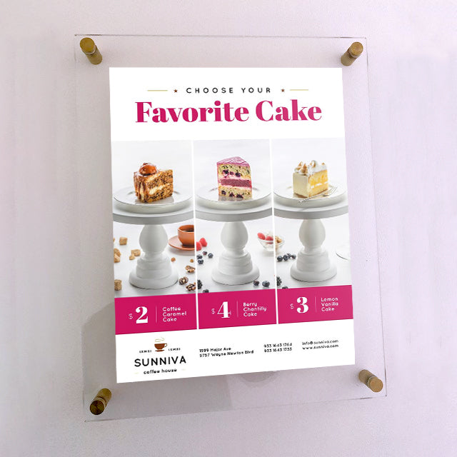 10 x 20 Inch Clear Acrylic Floating Wall Sign Holder with Standoff Hardware - Perfect for Retail Displays, Office Signs, and Restaurant Menu Boards