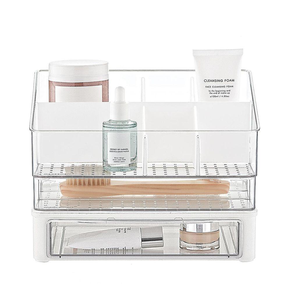 Madesmart Stackable Angled Vanity Bin - Space-Saving Bathroom Organizer for Makeup, Skincare & Hair Accessories Storage