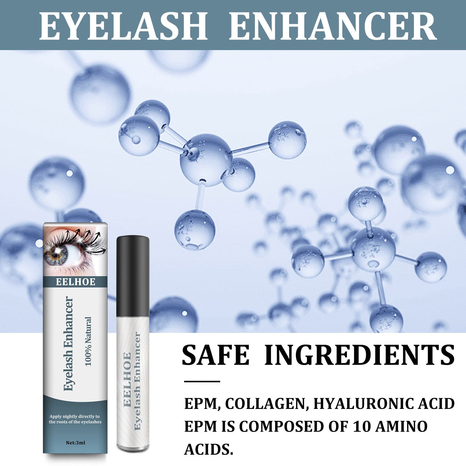 Premium Eyebrow Enhancer & Eyelash Growth Serum - Natural Lash Boost for Longer, Thicker, Healthier Lashes | Vegan & Cruelty-Free Formula for Daily Beauty Routine