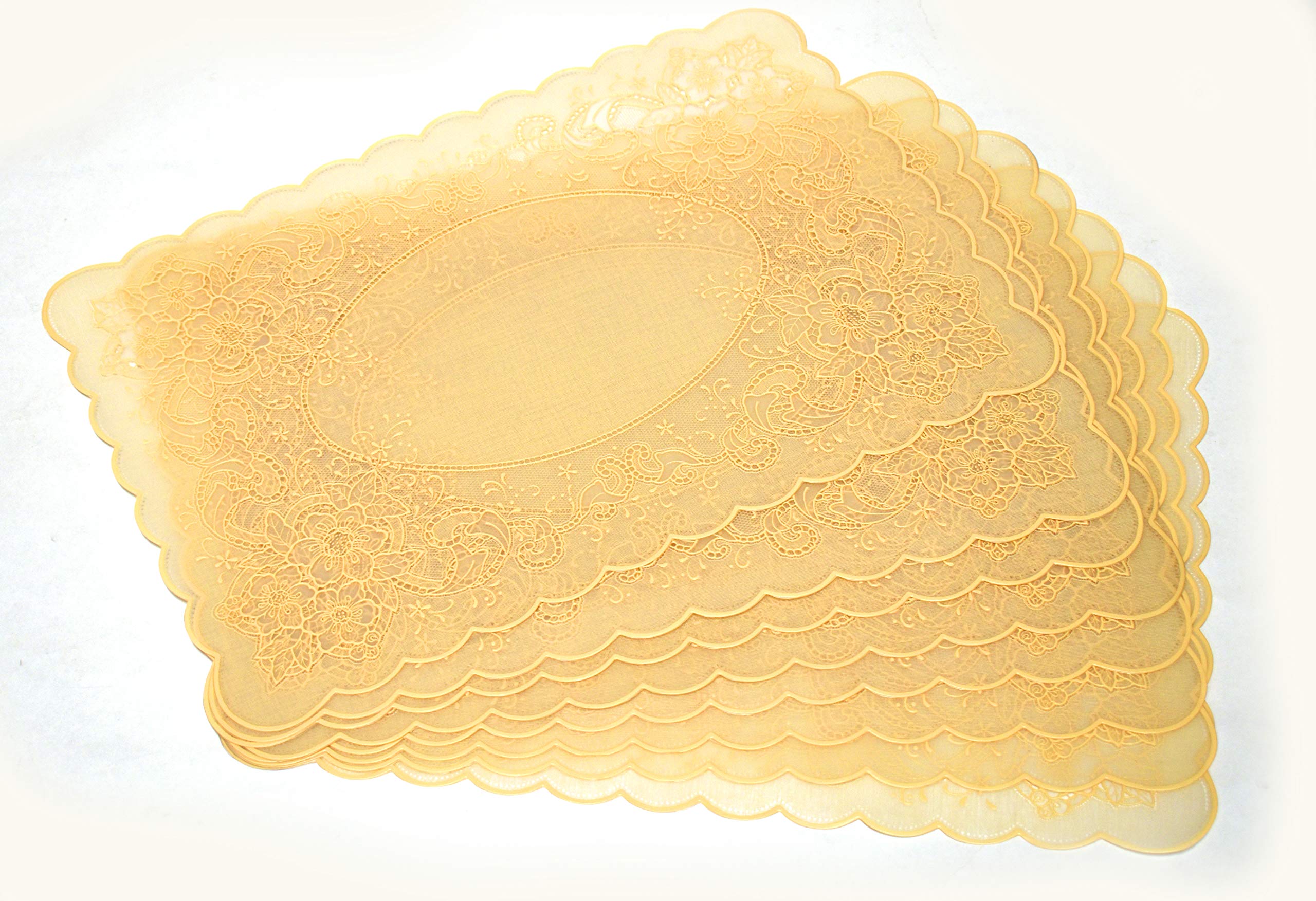 Spill-Proof Easy Care Lite Beige Placemats Set of 8 - 12x18 Inches Wipe Clean with Damp Cloth - Perfect for Dining Tables, Kitchen Countertops & Outdoor Picnics