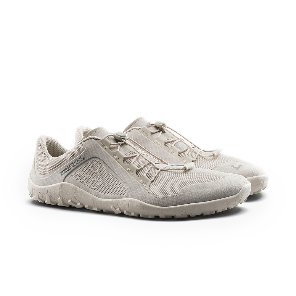 Vivobarefoot Primus Trail FG 3.5 Men's Barefoot Shoes - Lightweight Hiking & Trail Running Shoes for Men - Silver Birch Color - Perfect for Outdoor Adventures & Natural Movement