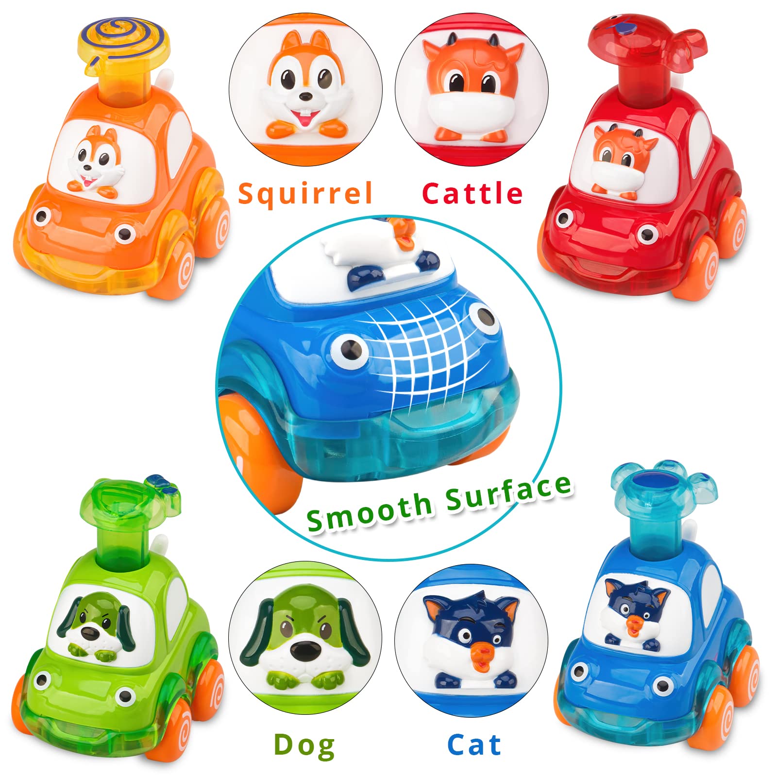 4 PCS Inertia Animal Car Toys for Toddlers 1-2 Years Old | Best 1st Birthday Gifts for Boys & Girls | Safe & Durable Baby Toys 12-18 Months | Perfect for Playtime, Learning & Early Childhood Development