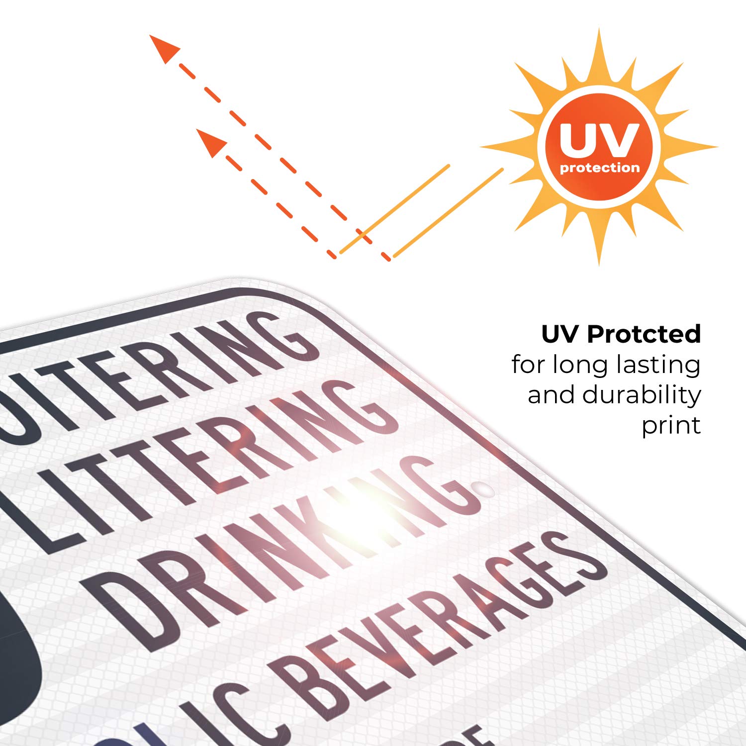 No Loitering No Littering No Drinking of Alcoholic Beverages Sign - 12x18 Inches, 3M EGP Reflective .063 Aluminum, Fade Resistant, Durable for Indoor & Outdoor Use - Easy Mounting, Made in USA - Perfect for Businesses, Parks, and Public Areas