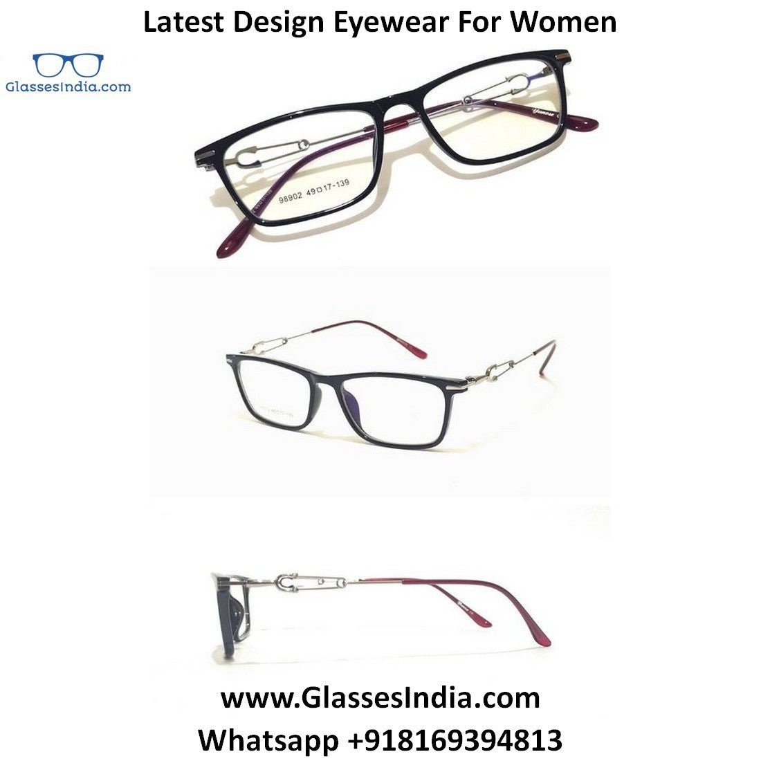 Stylish Rectangle Glasses for Women - Trendy 98902C1 Eyewear for Work, Reading & Everyday Fashion