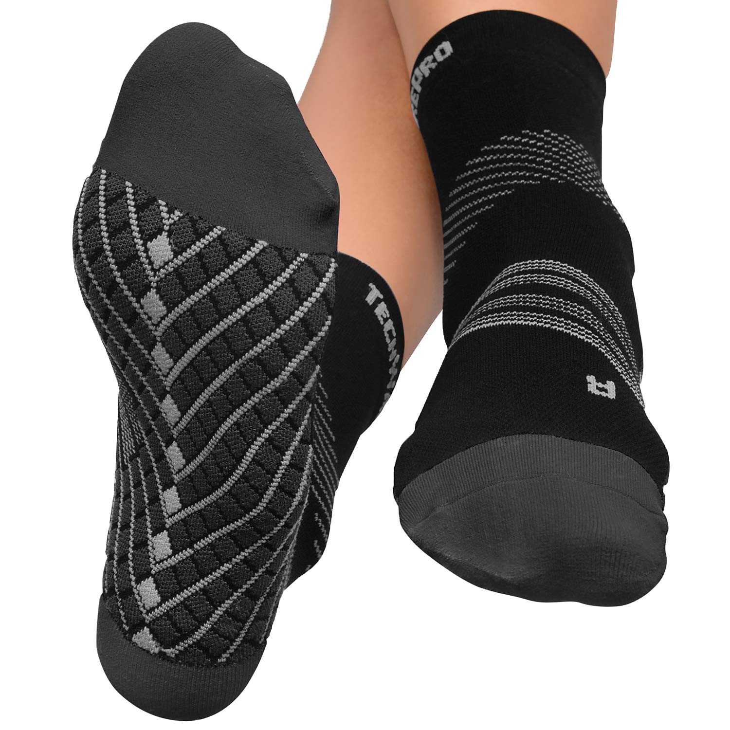TechWare Pro Plantar Fasciitis Socks for Women & Men - Cushioned Ankle Compression Socks with Arch Support & Achilles Tendonitis Relief - Ideal for Running, Hiking, and Daily Comfort