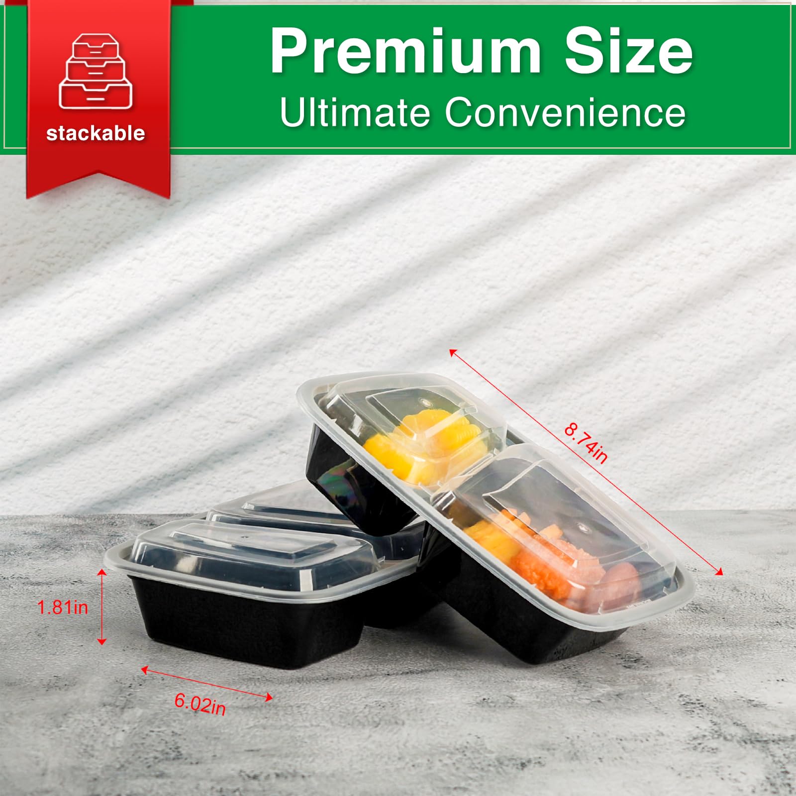 30 Pack 2-Compartment Meal Prep Containers - 29 oz Reusable BPA-Free Food Storage with Lids | Microwave, Dishwasher & Freezer Safe | Stackable for Easy Storage | Perfect for Meal Prepping, Takeout & Leftovers