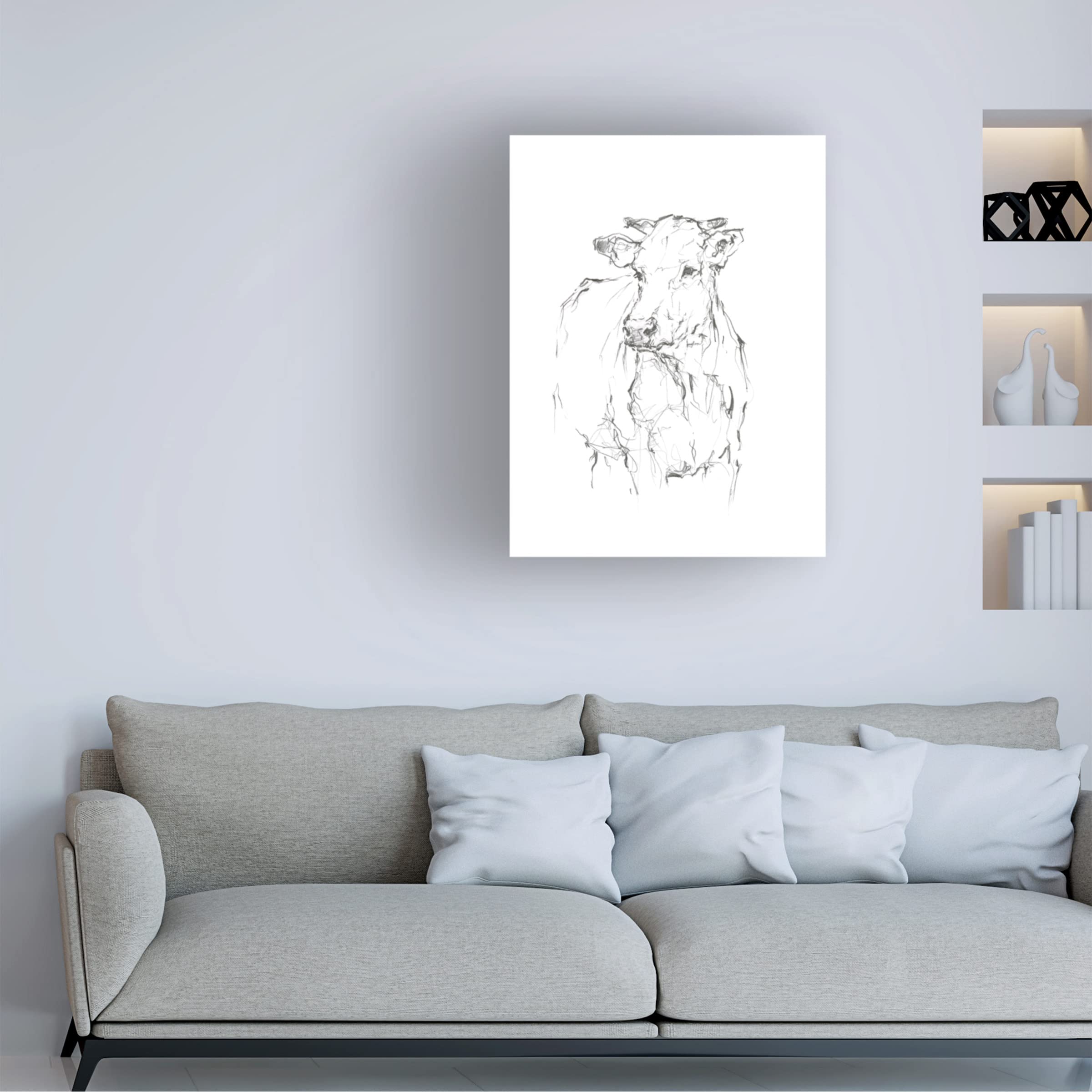 Trademark Fine Art 'Bovine Quick Study II' Canvas Art by Ethan Harper - Modern Farmhouse Wall Decor for Living Room, Bedroom & Office