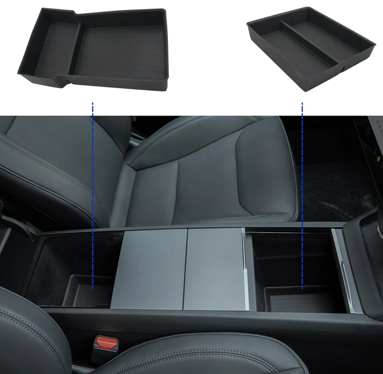 2024-2025 Tesla Model 3 & Model Y Center Console Organizer Set - 4 Piece Car Storage Box Organizer for Phone, Keys & Accessories - Perfect for Road Trips & Daily Commute