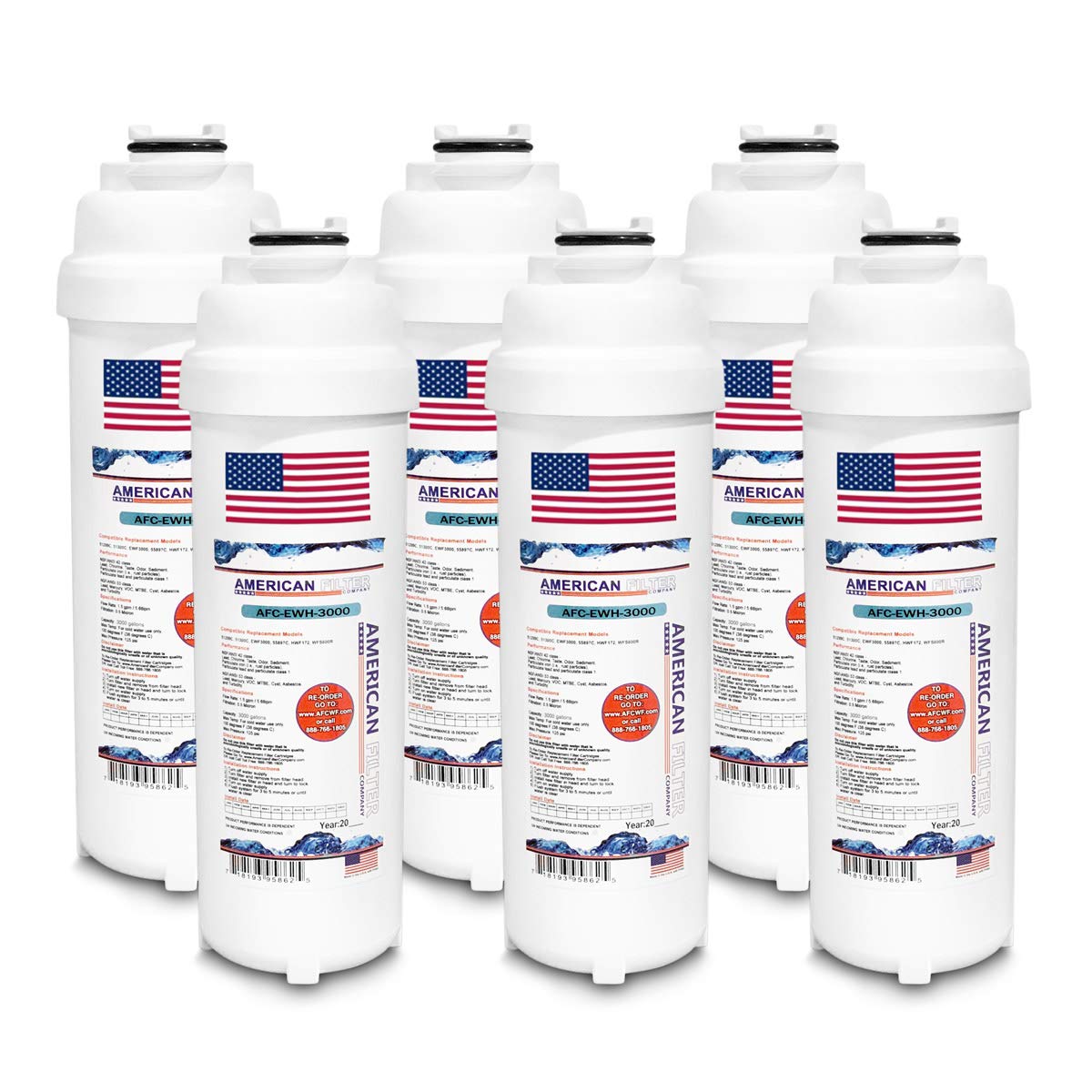 AFC-EWH-3000 Water Filter Replacement - Compatible with Halsey-Taylor 55897C & 55898C Water Fountain Filters - 6-Pack for Clean Drinking Water - Ideal for Schools, Offices & Public Spaces