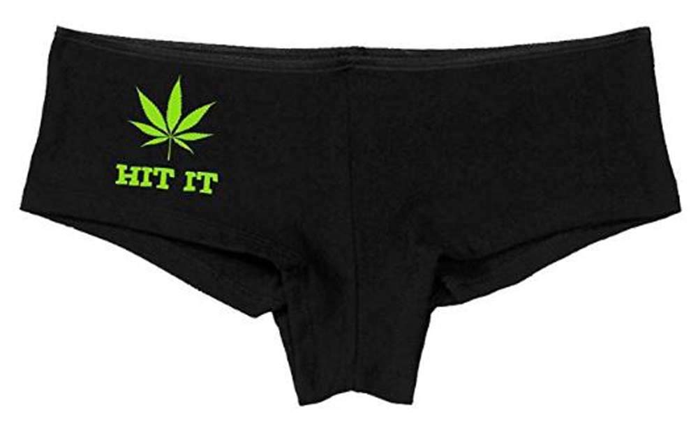 Knaughty Knickers Women's Hit It Pot Leaf Weed Rave Hot Sexy Boyshort Panties - Perfect for Music Festivals, Rave Parties & Bold Fashion Statements