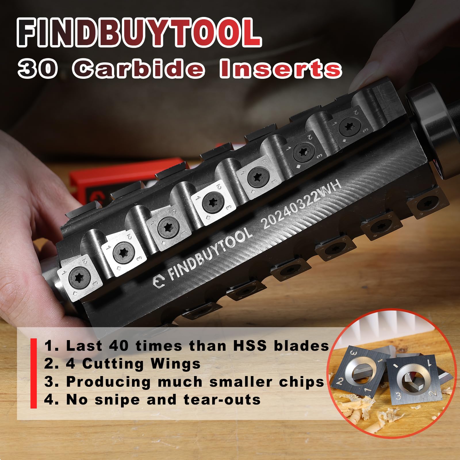 FindBuyTool 6-Inch Helical Spiral Cutterhead for Jet 6