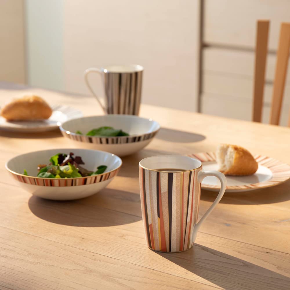 Narumi 52148-2731 Modern Green Tea Mug with Orange Simple Pattern - 12.8 oz (380ml) Large Ceramic Cup - Perfect for Home, Office & Gift Giving - Includes Elegant Gift Box