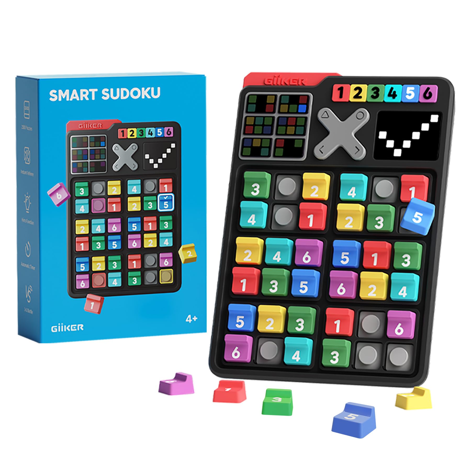 GiiKER Smart Sudoku Puzzle Game with 2500 Challenges - Brain Teaser Travel Game for Kids & Adults - Perfect Birthday Gift for Boys & Girls, Easter Basket Stuffer - Fun for Family Trips, Classroom Activities & Cognitive Development