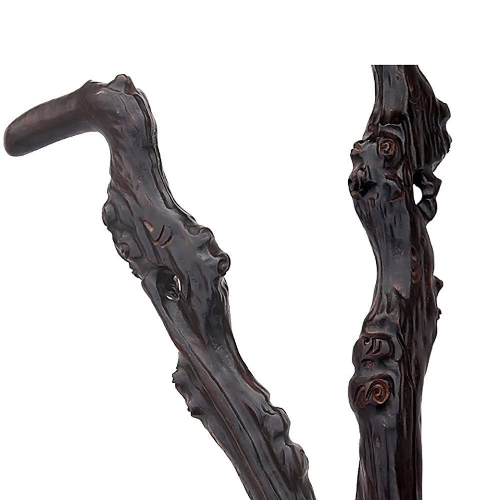 Premium Wooden Walking Stick for Seniors - Adjustable T-Handle Cane with Hollow Engraving (85cm/33.46in) - Easy to Shorten (Set of 2) - Ideal for Hiking, Elderly Support & Outdoor Activities