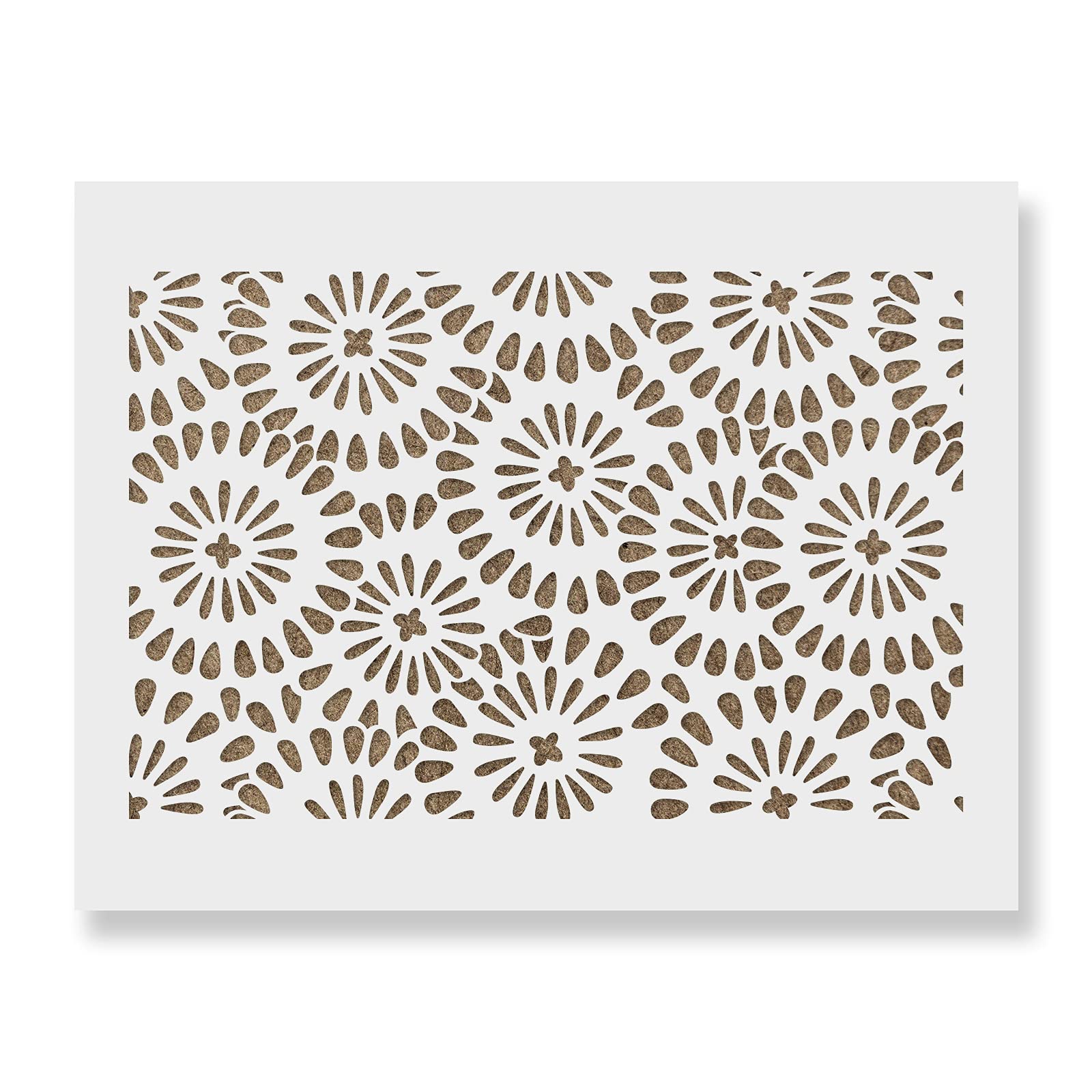 Chamomile Burst Pattern Wall Stencil Kit - DIY Home Decor Stencils for Accent Walls, Easy to Use Wall Painting Template - Perfect for Living Room, Bedroom, and Nursery Decoration