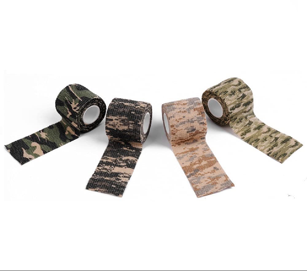 4pcs Elastic Stealth Hunting Military Waterproof Camouflage Tape - Adhesive Grip Wrap for Rifles, Guns & Outdoor Gear - Perfect for Tactical Use, Hunting, Survival & Military Operations