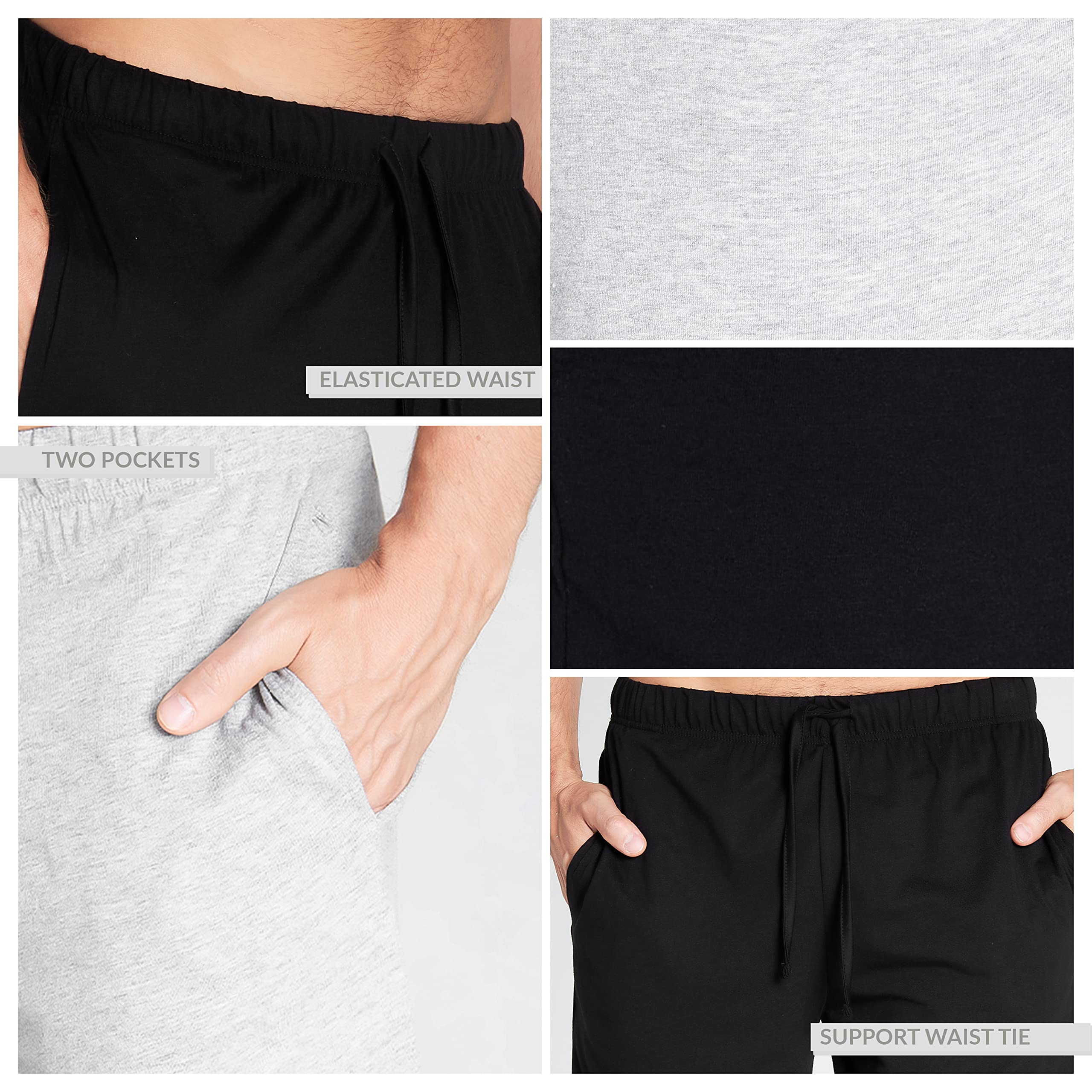 Men's Cotton Sleep Shorts with Pockets - Soft Lounge Pajama Shorts 2-Pack for Summer Nights & Relaxing at Home