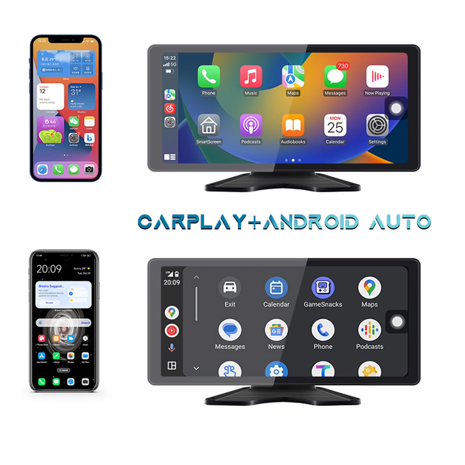 10.36 Inch IPS Quantum Touch Screen Monitor with 1600x720 Resolution & 4 Backup Cameras - HD Display for RV, Truck, Bus & Commercial Vehicles - Perfect for Navigation, Rearview Monitoring & Fleet Management