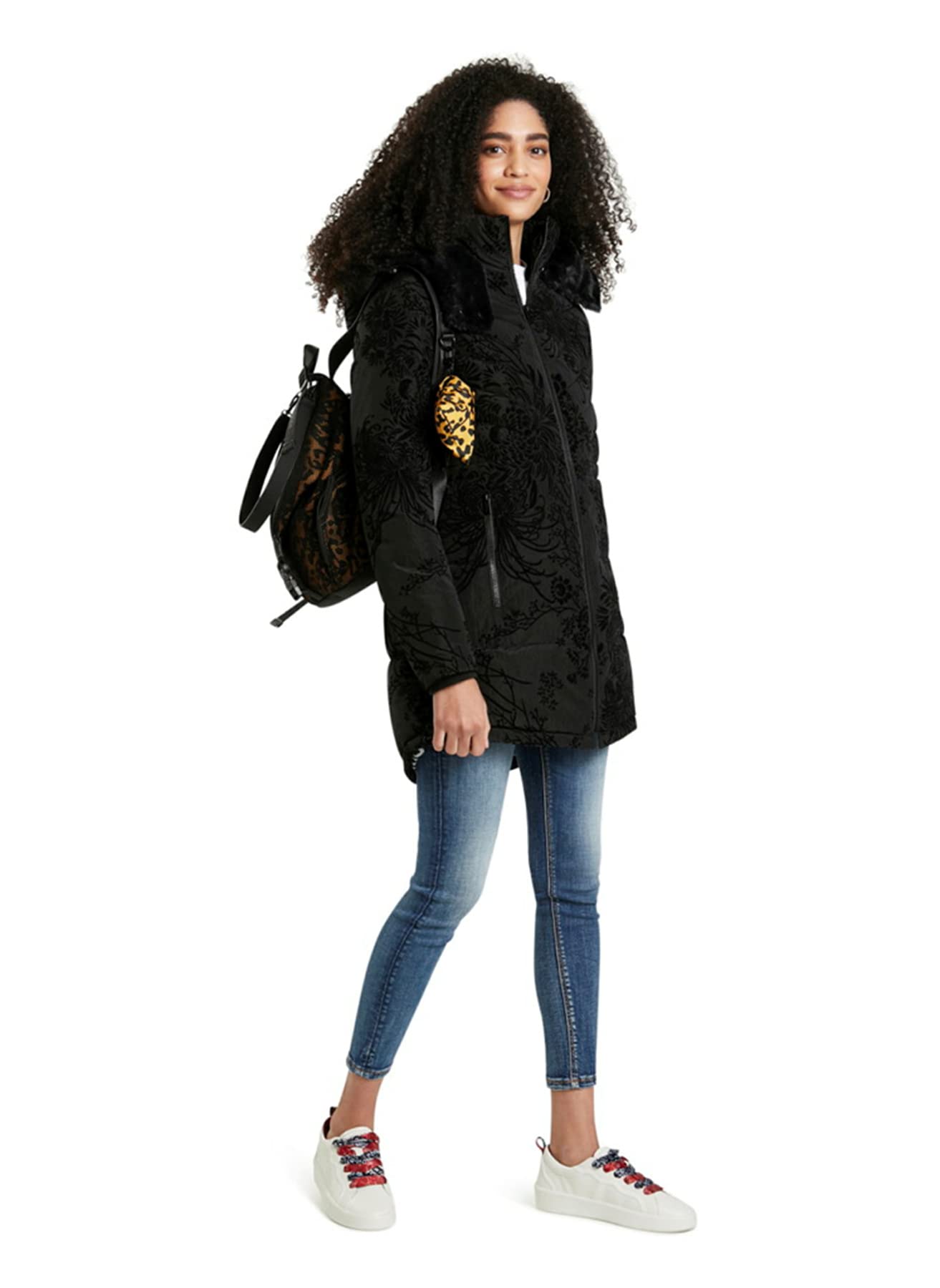 Desigual Women's Woven Padded Long Overcoat - Winter Warm Coat with Hood, Water-Resistant, Plus Size Options - Perfect for Cold Weather, Outdoor Activities & Fashion Layering