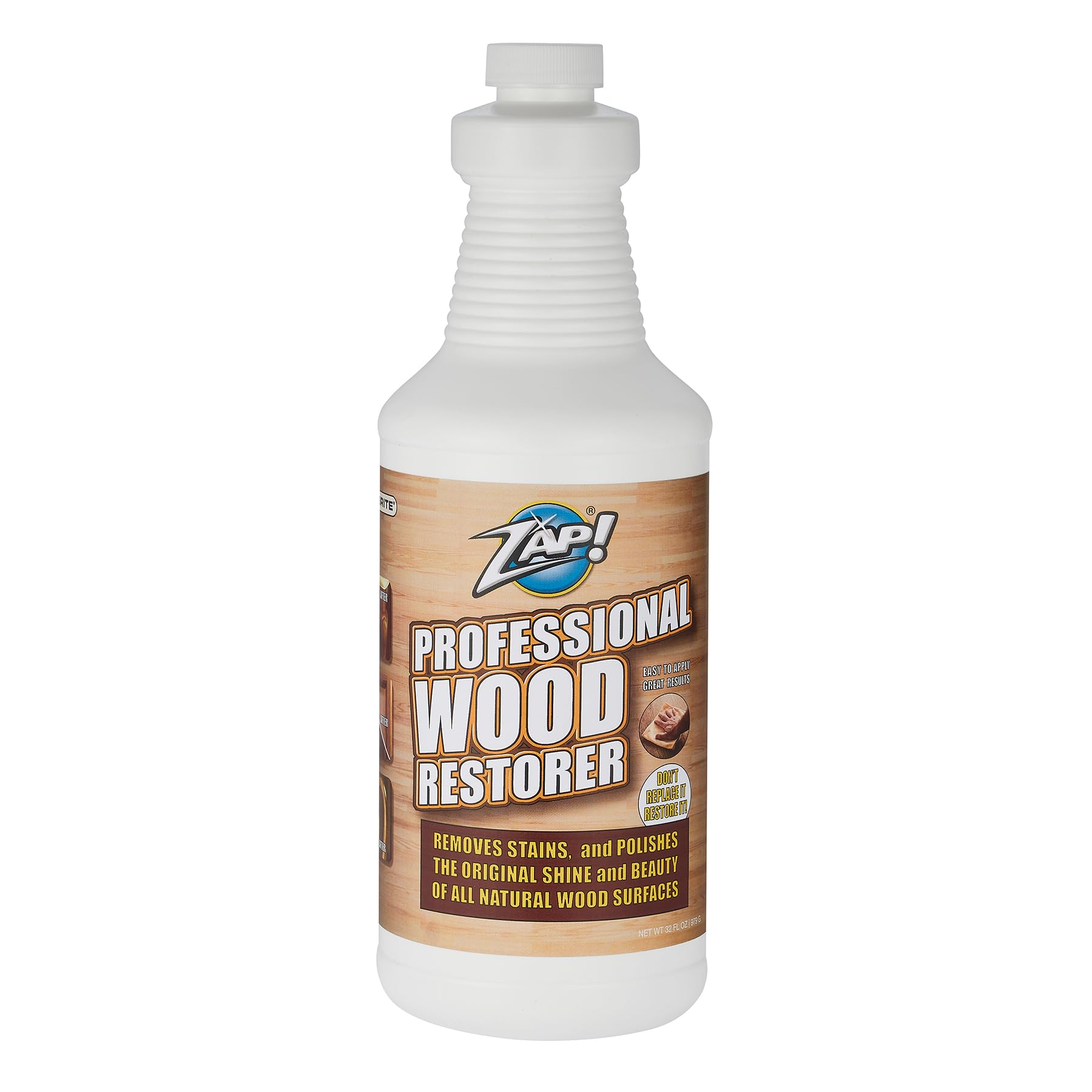 Professional Wood Cleaner & Restorer - Deep Cleans, Polishes & Restores Wooden Furniture, Hardwood Floors, Kitchen Cabinets & Tables | Heavy Duty 32oz Wood Treatment for Home, Office & Outdoor Use