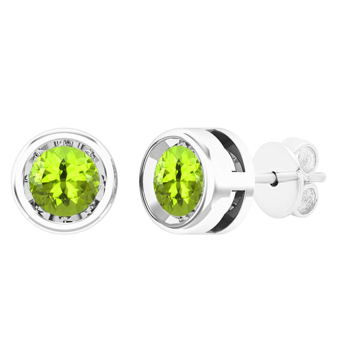 Dazzlingrock 10K Solid White Gold Round Gemstone Solitaire Stud Earrings for Women | Elegant Jewelry Gift for Birthday, Anniversary & Special Occasions