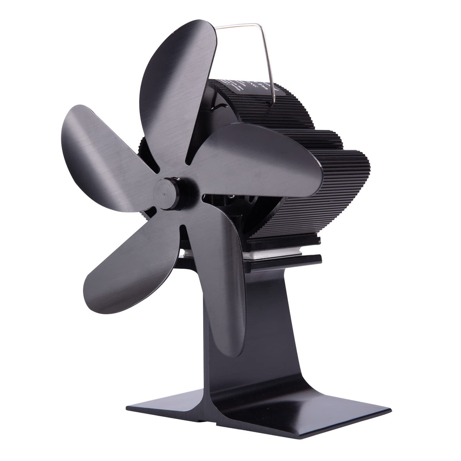 5 Blade Heat Powered Stove Fan - Quiet Eco-Friendly Fireplace Fan for Wood Burners & Log Stoves - Efficient Heat Distribution Tool for Home Heating (Black) | Perfect for Living Rooms, Cabins & Winter Warmth