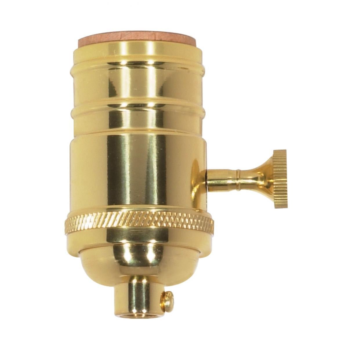 3-Way (2-Circuit) Turn Knob Socket in Polished Brass - Perfect for Vintage Lighting Fixtures and Home Decor