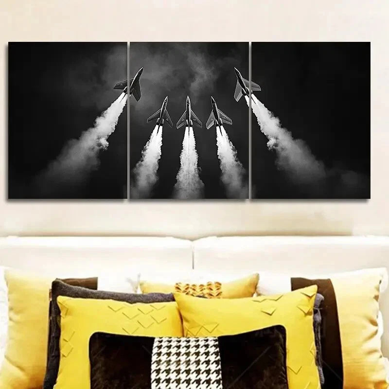 3-Piece Jet Plane in the Sky Wall Art Set - Framed Canvas Prints 40x60cm - High Quality Australian Made Wall Decor - Ready to Hang - Perfect for Living Room, Bedroom & Office Decor