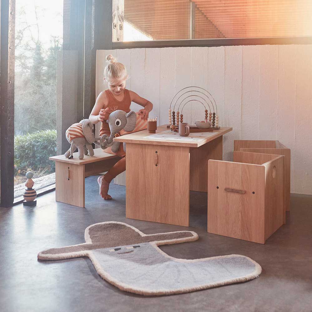 OYOY Arca Bench in Natural Wood - Modern Scandinavian Style Kids Furniture for Playroom, Nursery, or Living Room