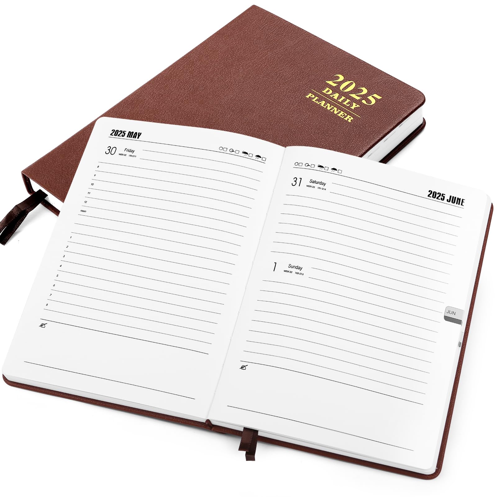KESOTE 2025 Daily & Hourly Planner - One Page Per Day, 12-Month Weekly/Monthly A5 Notebook (5.7 x 8.3