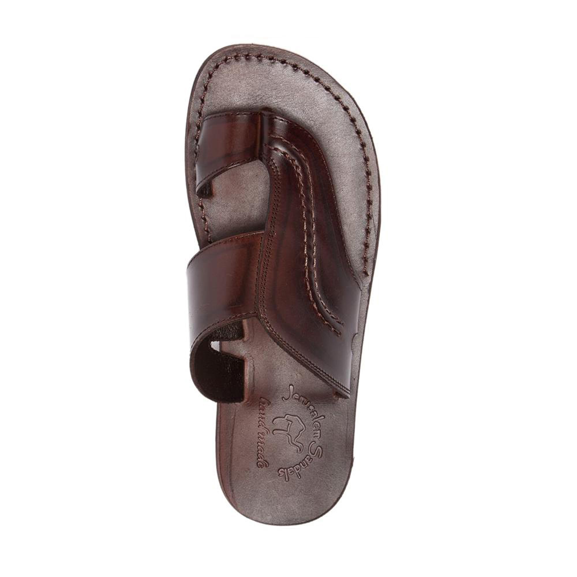 Peter Men's Leather Toe Strap Sandals - Comfortable Casual Slide Sandals for Summer, Beach, and Outdoor Walking