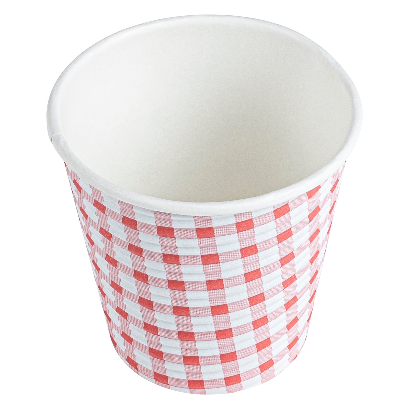 8 oz Disposable Paper Coffee Cups with Picnic Print - Spiral Wall Design - 3.5