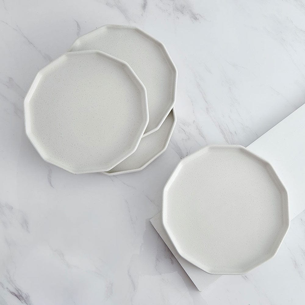 Luxor White Salad Plates Set of 4 - Elegant Dinnerware for Home, Restaurant & Party Use - Perfect for Salads, Appetizers & Desserts