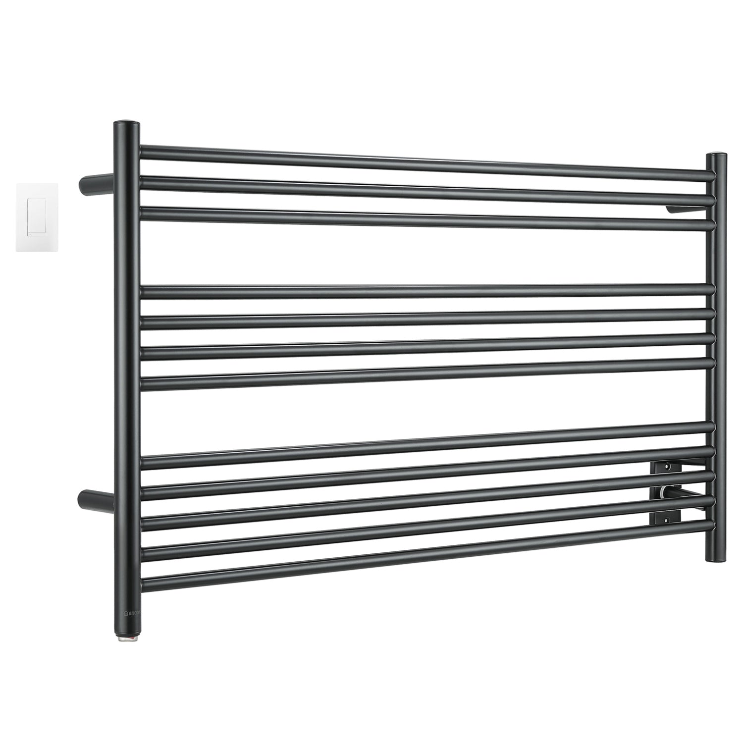 Ancona Amplia Dual 12 Bar Hardwired & Plug-in Heated Towel Warmer - Matte Black with WiFi Timer - Perfect for Bathroom, Spa & Luxury Home Use