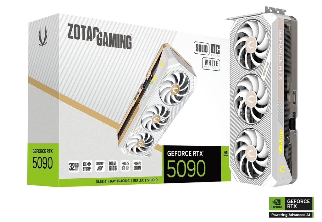 ZOTAC Gaming GeForce RTX 5090 32GB GDDR6X White Edition Graphics Card - Overclocked, Ray Tracing, 4K Gaming, AI & Content Creation - Perfect for PC Gaming Rigs & Workstations