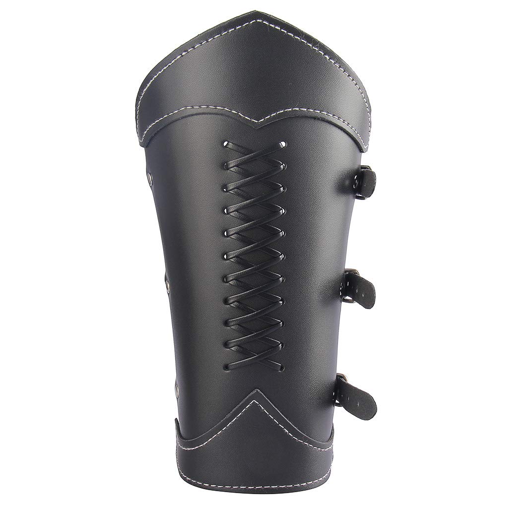 JAOYU Medieval Leather Bracer Set - 2PCS Viking Armor Vambrace Wrist Guards for LARP, Cosplay & Renaissance Fairs - Durable Leather Gauntlets for Role Playing, Historical Reenactment & Costume Accessories