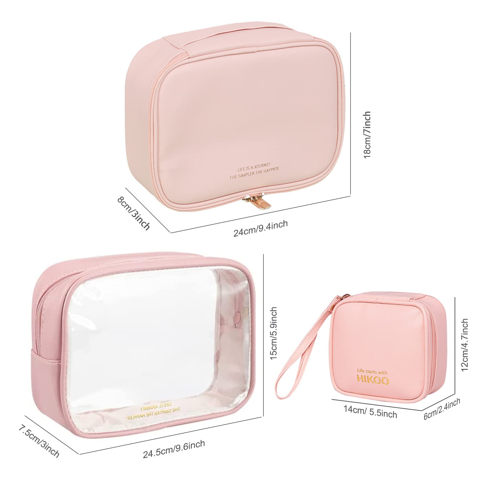 Sky Tree 3-Piece Makeup Bag Set for Women - Large Capacity Waterproof PU Leather Cosmetic Organizer - Travel Toiletry Bag, Gym Essentials Pouch & Daily Makeup Storage (Perfect for Vacation, Workout & Everyday Beauty Routine)