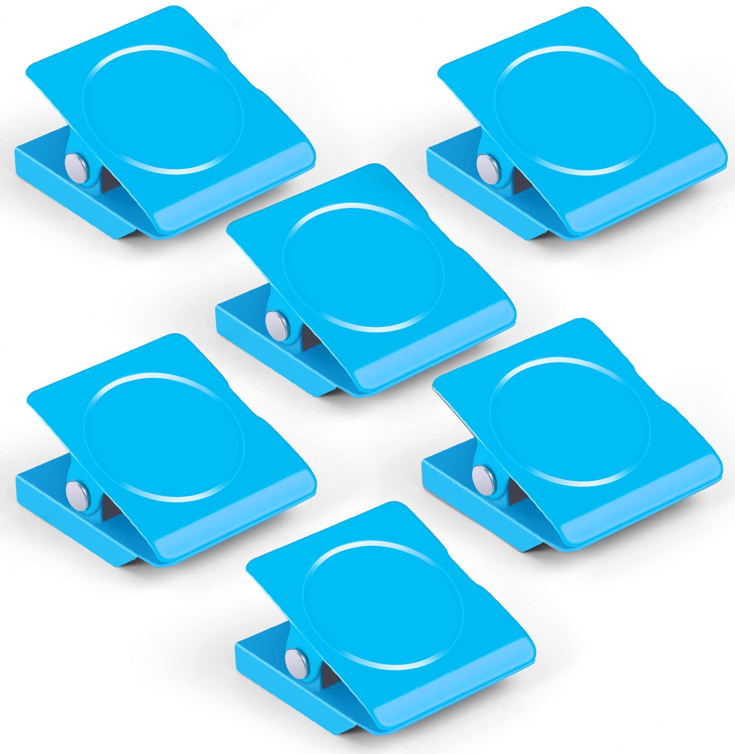 Grtard 6 Pack Heavy Duty Magnetic Clips - Strong Fridge Magnets for Whiteboard, Refrigerator, Home, School & Office Use - Organize Notes, Photos & Documents (Blue)