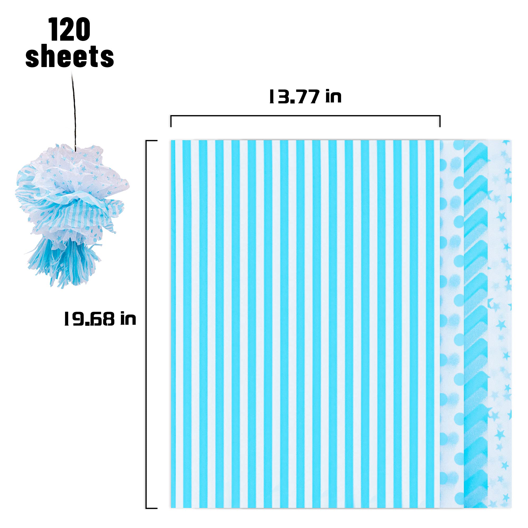 MR FIVE 120 Sheets Bulk Blue Tissue Paper 19.6