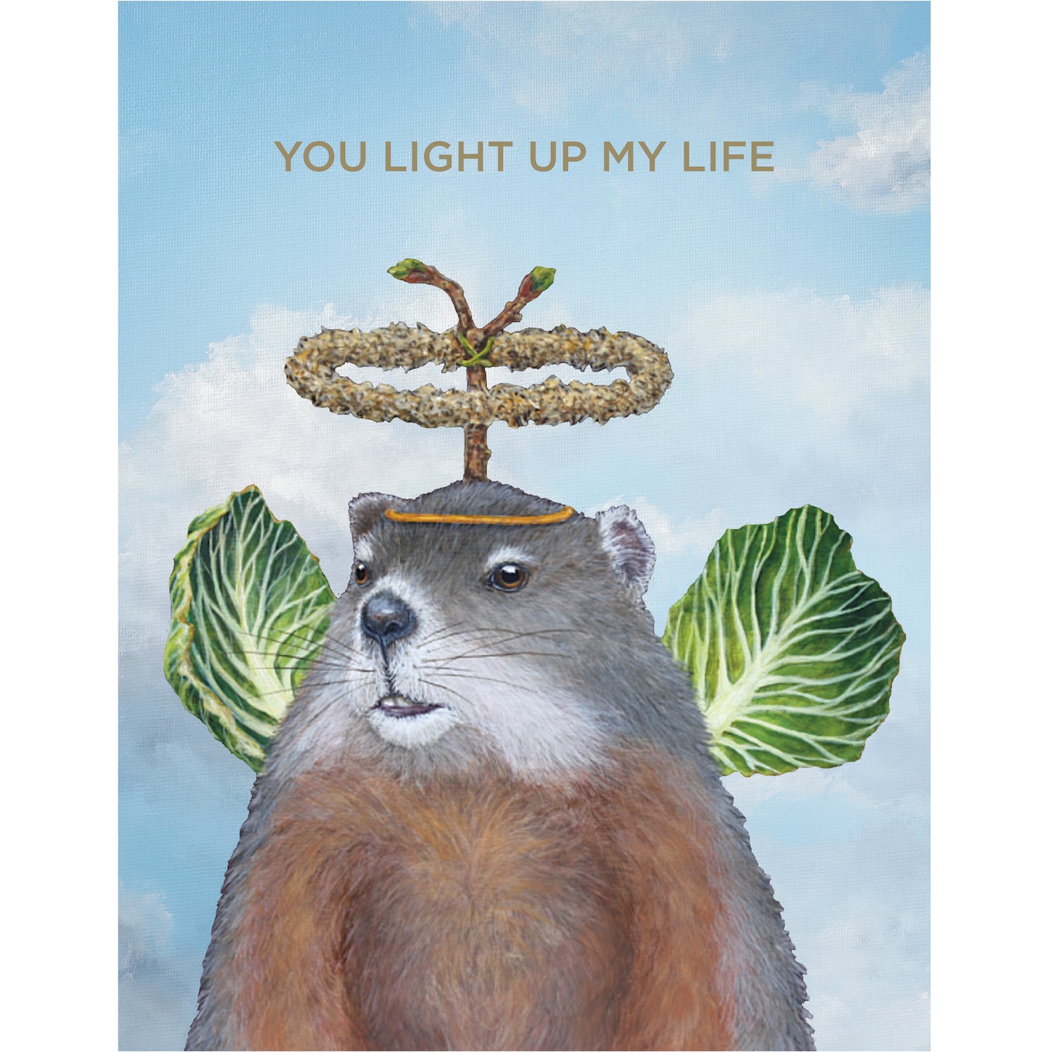 Angelic Groundhog Greeting Card - Whimsical Animal Design for Birthdays, Holidays & Special Occasions