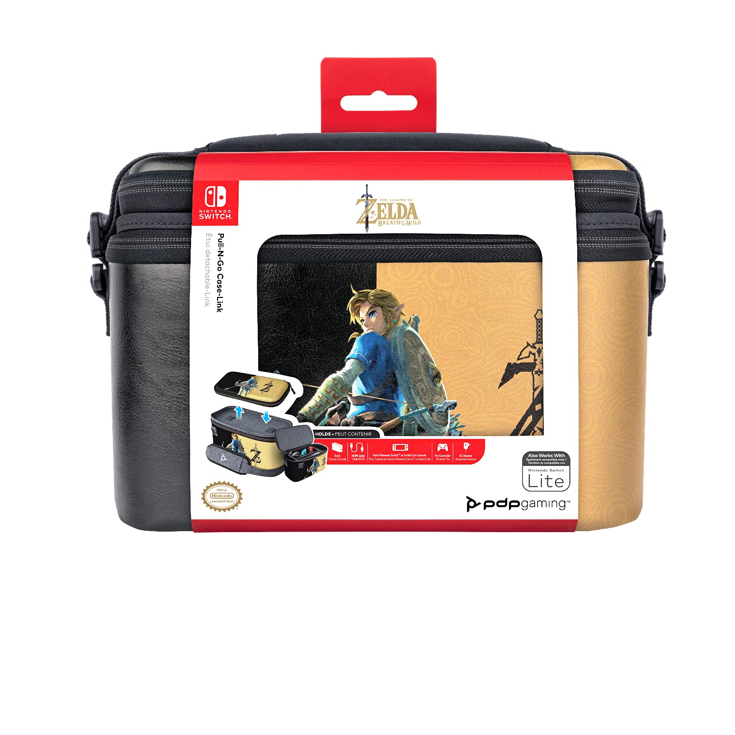PDP Pull N Go Travel Case for Nintendo Switch & Switch Lite - Compatible with Zelda Edition | Perfect for Gaming On The Go & Travel Protection