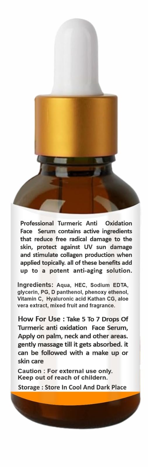 Organic Turmeric Anti-Oxidation Face Serum for Brightening & Hydration - 2 Pack (30ml Each) | Fast Absorbing, Non-Greasy Formula with No Parabens or Harsh Chemicals | Perfect for Daily Skincare & Anti-Aging Routine