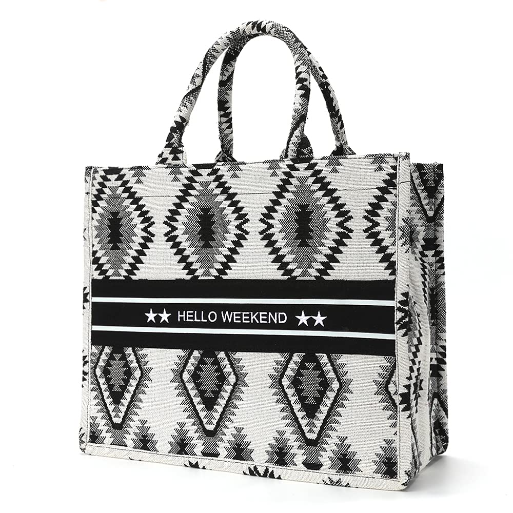 Stylish Large Tote Bag for Women - Embroidered Weekender Handbag with Spacious Interior | Perfect for Travel, Work, Beach & Shopping
