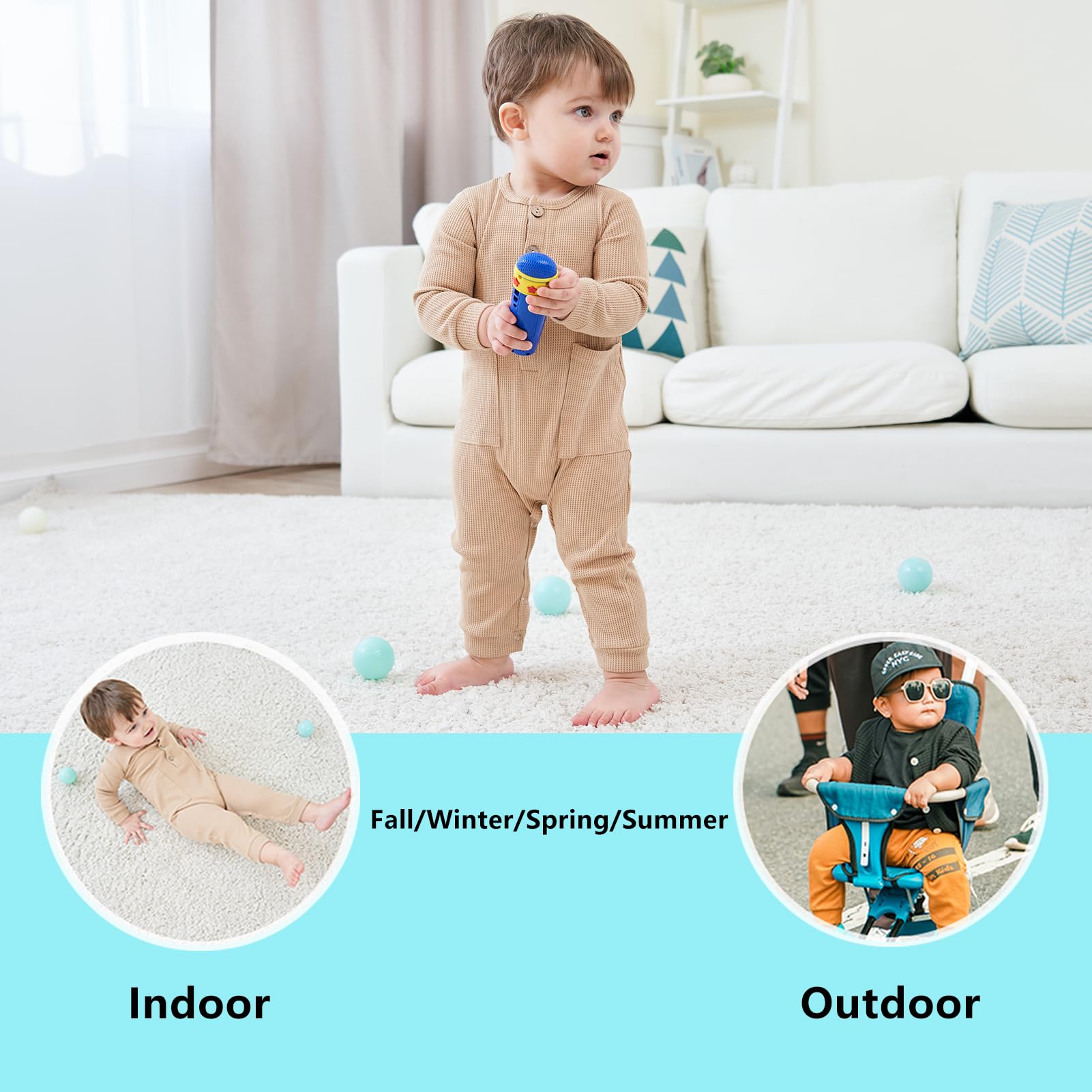 BeiVSlley Newborn Baby Romper 2-Pack - Soft Cotton Long Sleeve Button-Up Footless Outfits for Boys & Girls | Perfect for Playtime, Photo Shoots & Everyday Wear