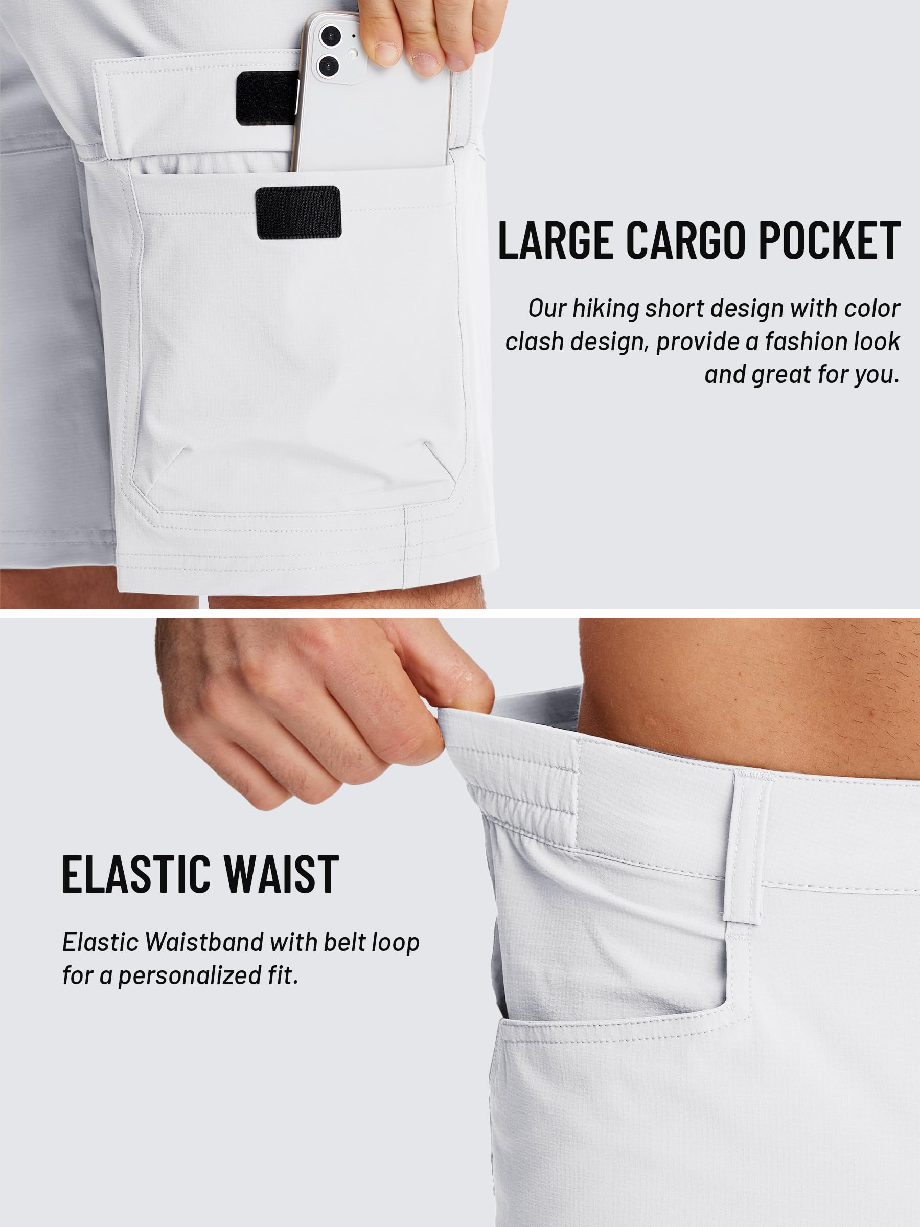 TACVASEN Men's Quick Dry Cargo Shorts - Lightweight Summer Outdoor Hiking & Work Shorts with Multiple Pockets (No Belt) - Perfect for Camping, Travel & Casual Wear