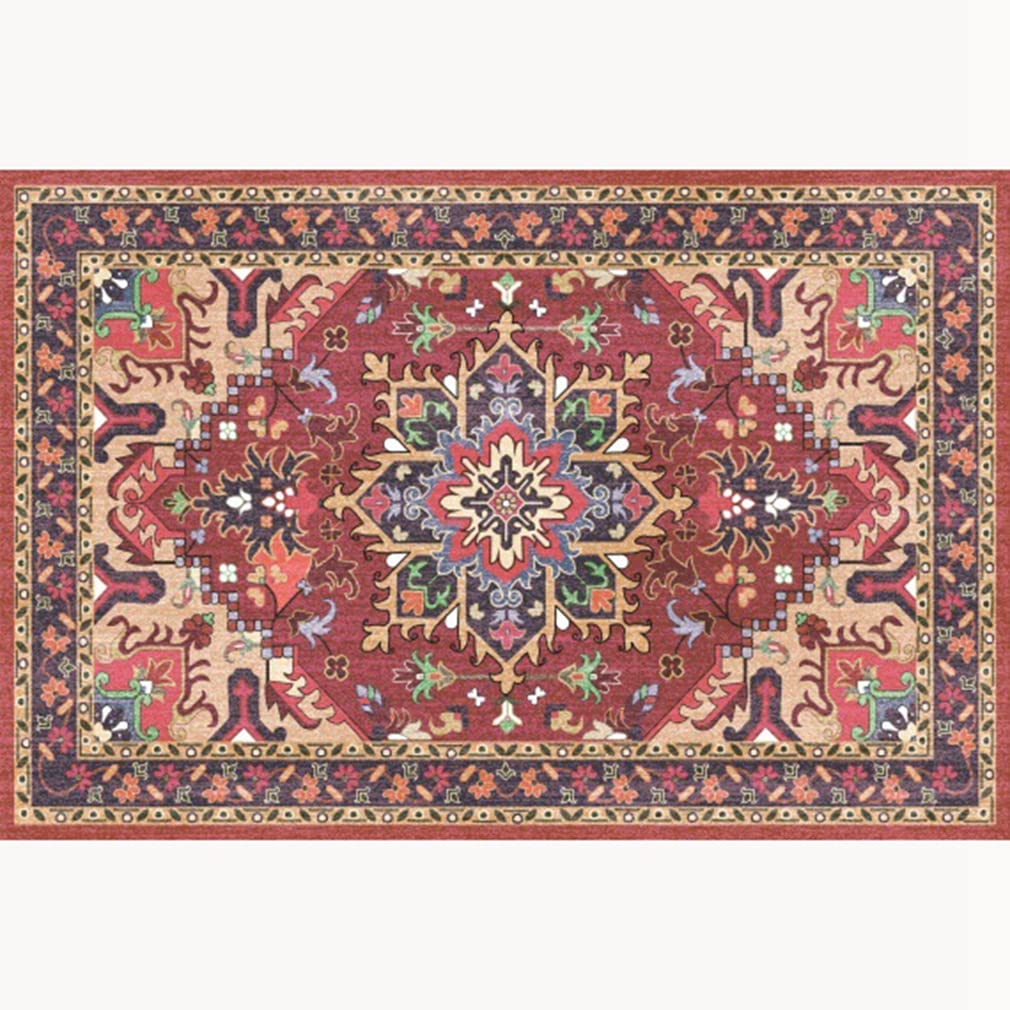 Bohemian Vintage Area Rug 3'x6' - Soft Non-Slip Indoor Outdoor Rug for Living Room, Bedroom, Kitchen Runner, Door Mat - Gray Geometric Floral Boho Home Decor Carpet (Perfect for Cozy Courtyard, Boho Chic Spaces & High-Traffic Areas)