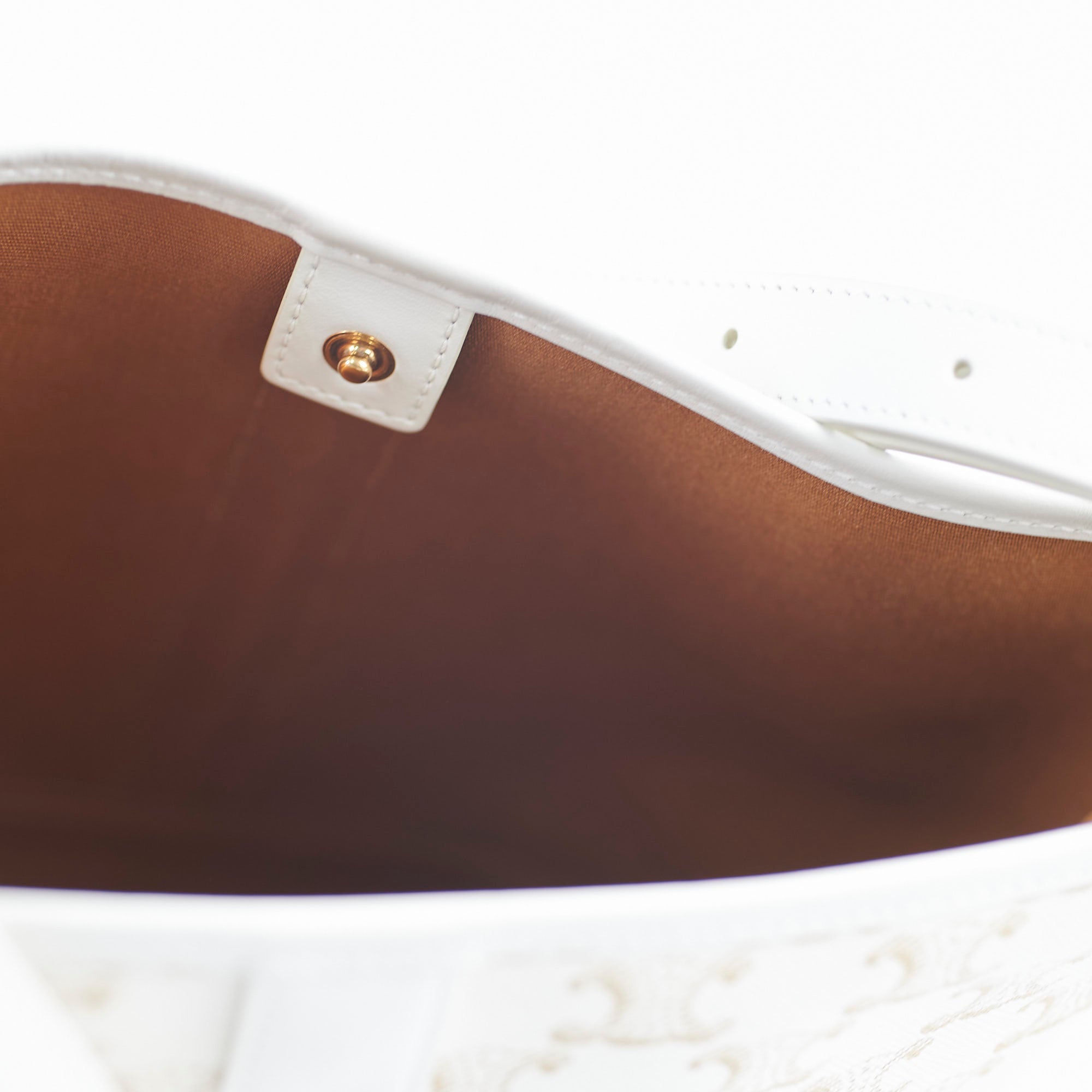 Celine Small Bucket Triomphe White Leather Shoulder Bag for Women | Luxury Designer Handbag for Everyday Use, Work & Travel