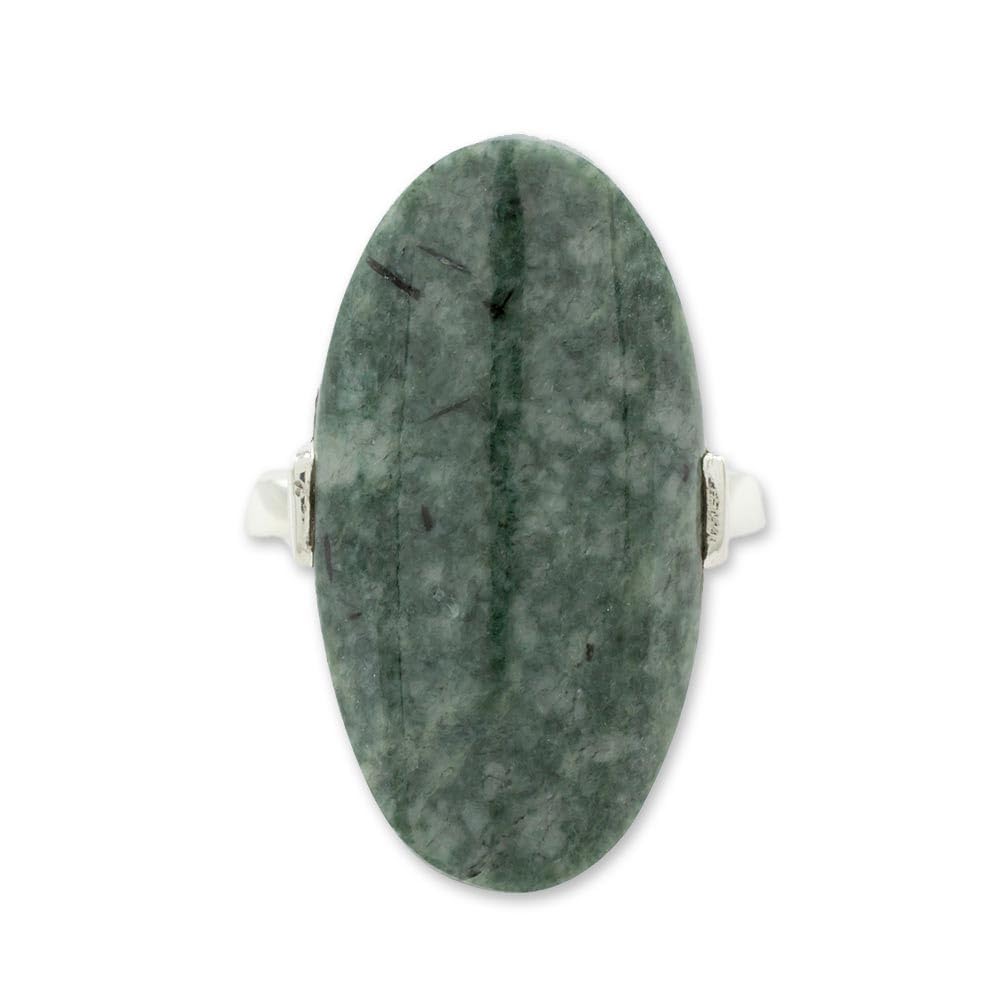 Handmade Guatemalan Jade Cocktail Ring - Sterling Silver Dark Green Mayan Artisan Jewelry for Women | Perfect for Parties, Weddings & Special Occasions