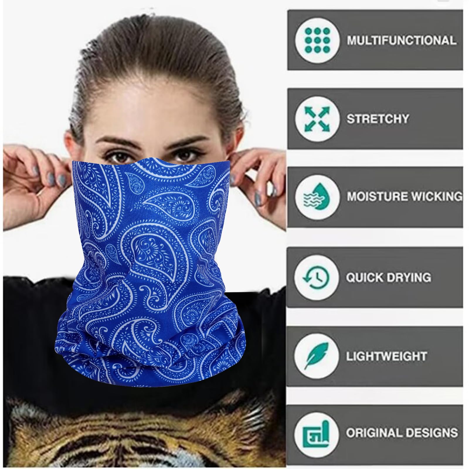 Breathable Face Mask & Neck Gaiter - Seamless Multi-Purpose Bandana Scarf for Dust, Wind & UV Protection - Perfect for Outdoor Activities, Hiking, Cycling & Travel
